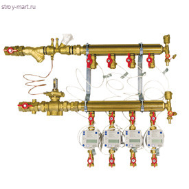 Модуль коллекторный латунь Дн 1 1/4 x 3/4 этажный на 4 выхода Giacomini GE550Y184 Модуль коллекторный латунь Дн 1 1/4 x 3/4 этажный на 4 выхода Giacomini GE550Y184