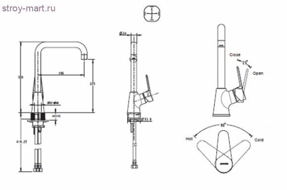 Смеситель для кухни с высоким поворотным изливом - F793158C Смеситель для кухни с высоким поворотным изливом - F793158C
