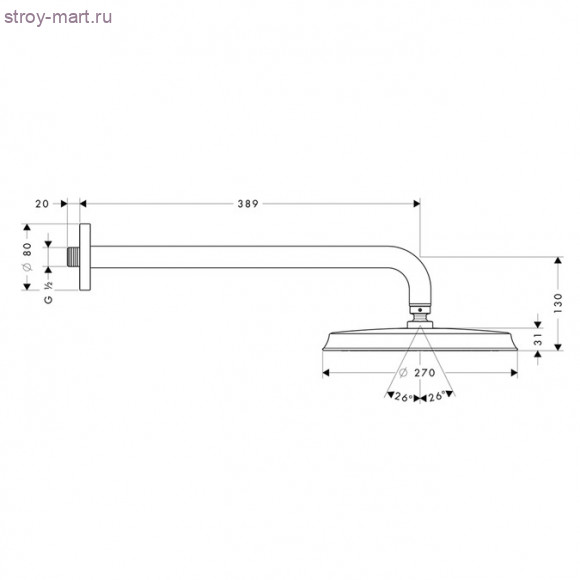 Верхний душ Raindance Classic AIR ? 240 мм, держатель 383 мм, ?’ Raindance 27424000 Верхний душ Raindance Classic AIR ? 240 мм, держатель 383 мм, ?’ Raindance 27424000