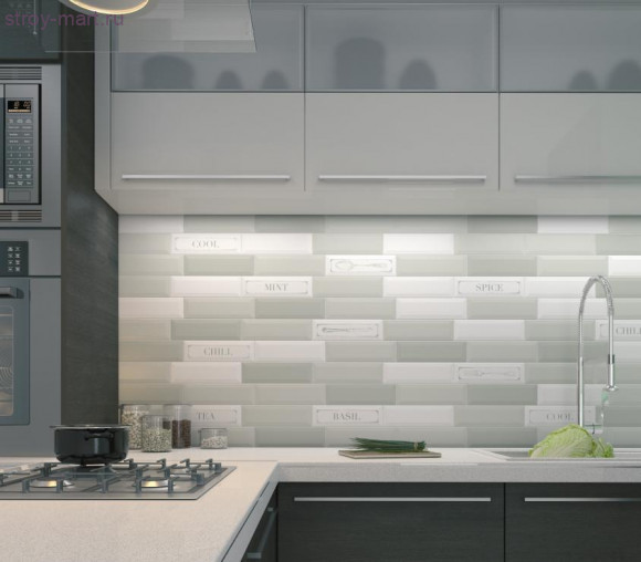 Гамма Плитка настенная черный 2876 8,5х28,5