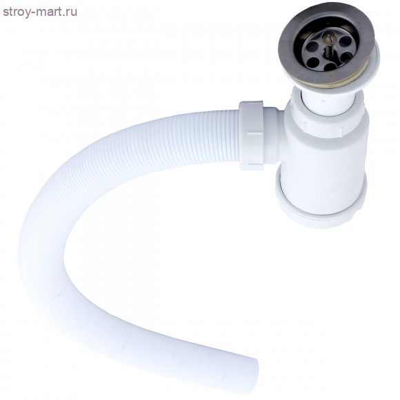 Сифон для умывальника/мойки нерж/сетка бутылочный с гофрой СН022-01 -4606034002193