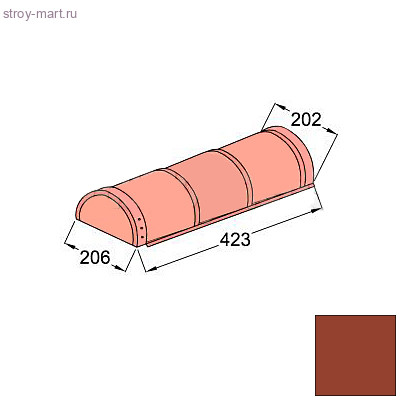 Конек полукруглый начальный НIP Decra Classic/Roman L=423 мм Терракота - С-000113432 Конек полукруглый начальный НIP Decra Classic/Roman L=423 мм Терракота - С-000113432