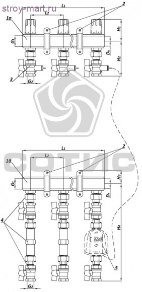 Модуль коллекторный этажного узла учета тепловой энергии с ручной регулировкой МКТ100-2500 РР СОТИС-Unit - МКТ100-2507-15 РР Модуль коллекторный этажного узла учета тепловой энергии с ручной регулировкой МКТ100-2500 РР СОТИС-Unit - МКТ100-2507-15 РР