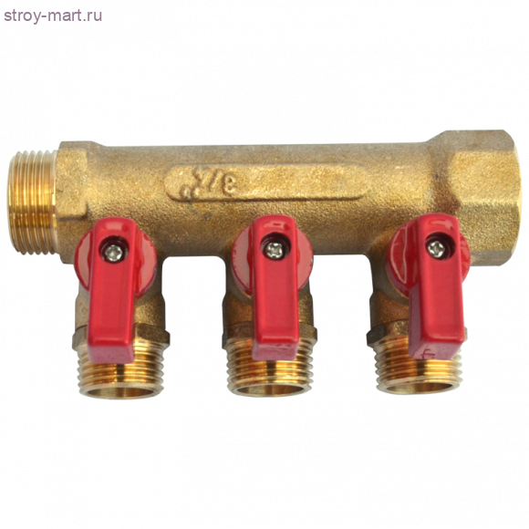 Коллектор латунь красный Ду 3/4х1/2 НР с шаровыми кранами на 4 выхода Faro STC 5770 - 4606034008676 Коллектор латунь красный Ду 3/4х1/2 НР с шаровыми кранами на 4 выхода Faro STC 5770 - 4606034008676