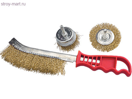 Набор щеток для дрели «Matrix» 3 шт., 1 плоская, 65 мм, 50 мм «чашка», ручная металлическая / 74484 - С-000119840