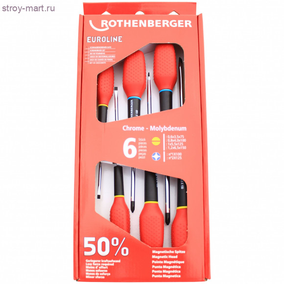 Набор отверток 4 шлицевых, 2 крестовые, 1 индикатор напряжения Rothenberger 32.3126 Набор отверток 4 шлицевых, 2 крестовые, 1 индикатор напряжения Rothenberger 32.3126