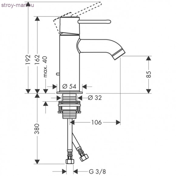 Смеситель для раковины, однорычажный 90 Axor Uno? 38020000