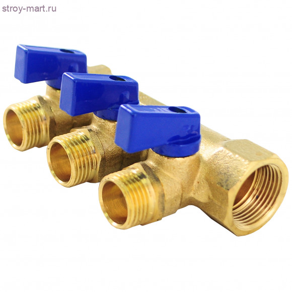 Коллектор латунь синий Ду 3/4х1/2 НР с шаровыми кранами на 4 выхода Faro STC 5766 - 4606034008614 Коллектор латунь синий Ду 3/4х1/2 НР с шаровыми кранами на 4 выхода Faro STC 5766 - 4606034008614