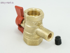 Кран шаровой муфтовый латунный с отверстием под импульсную трубку - 11Б27п15 Ду20 Кран шаровой муфтовый латунный с отверстием под импульсную трубку - 11Б27п15 Ду20
