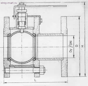 Кран шаровой сталь 11с67п Ду 200 Ру16 фл полный проход с редуктором Маршал - 007-7110