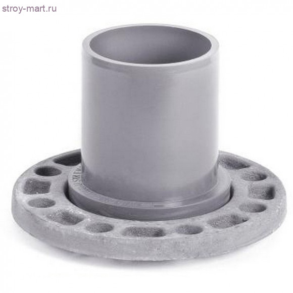 Патрубок гладкий с металлическим фланцем - напорный НПВХ Дн160х150