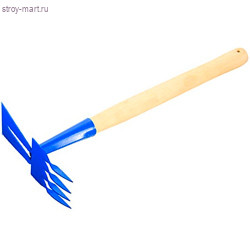 Рыхлитель 4-зубый, витой зуб, комбинированный, профиль «трапеция», дерев. рукоятка, Сибртех 62342 - С-000095732