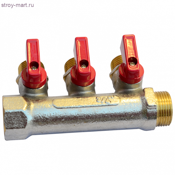 Коллектор латунь никель синий/красный Ду 3/4х1/2 НР с шаровыми кранами на 2 выхода Faro STC 5780- 027-5704 Коллектор латунь никель синий/красный Ду 3/4х1/2 НР с шаровыми кранами на 2 выхода Faro STC 5780- 027-5704