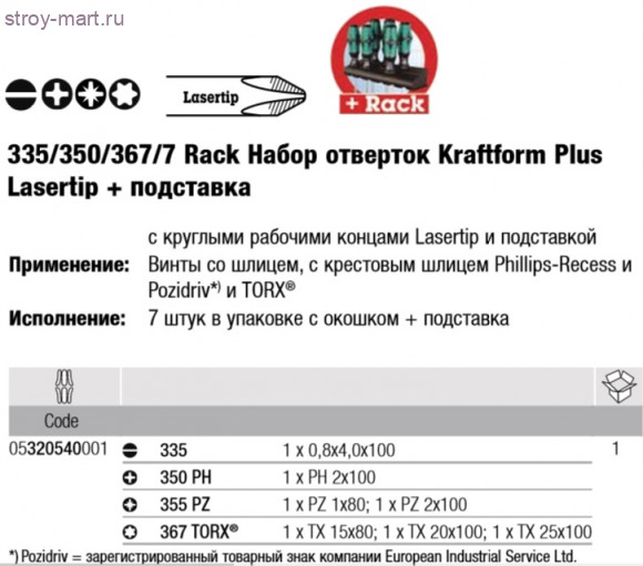 335/350/367/7 Rack Набор отверток 320540 - WE-320540 335/350/367/7 Rack Набор отверток 320540 - WE-320540