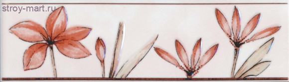 Бордюр нзкм Цветы розовый (200х57мм), 30 шт в уп. - С-000114380