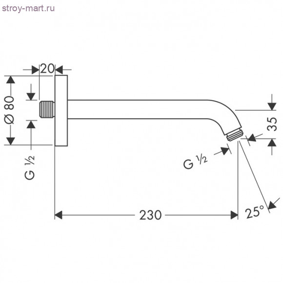 Держатель душа 230 мм, 1/2’  27412000
