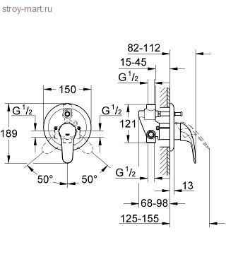 Смеситель одноручный для ванны хром к/затвор картридж 46 мм Grohe 32747000 Смеситель одноручный для ванны хром к/затвор картридж 46 мм Grohe 32747000