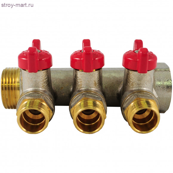 Коллектор латунь никель синий/красный Ду 3/4х1/2 НР с шаровыми кранами на 3 выхода Faro STC 5780- 027-5705 Коллектор латунь никель синий/красный Ду 3/4х1/2 НР с шаровыми кранами на 3 выхода Faro STC 5780- 027-5705