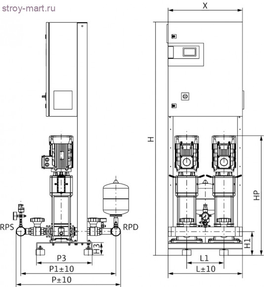 Установка пожаротушения COR-3 HELIX 605 V/SKw Wilo 2799685 Установка пожаротушения COR-3 HELIX 605 V/SKw Wilo 2799685