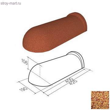 Торцевой конек 190 (пластик) Gerard (Rosso 201), L полезная=400мм - С-000115662 Торцевой конек 190 (пластик) Gerard (Rosso 201), L полезная=400мм - С-000115662