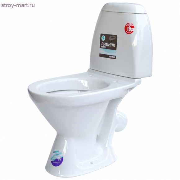Унитаз-компакт Римини 2х режимный белый нижний подвод косой выпуск в комплекте сиденье дюропласт, метал. крепеж Santek 1.WH30.2.130 - 4606034159360 Унитаз-компакт Римини 2х режимный белый нижний подвод косой выпуск в комплекте сиденье дюропласт, метал. крепеж Santek 1.WH30.2.130 - 4606034159360