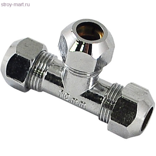 Тройник латунь хром Дн 10х10х10 для медных труб STC 8140 Тройник латунь хром Дн 10х10х10 для медных труб STC 8140