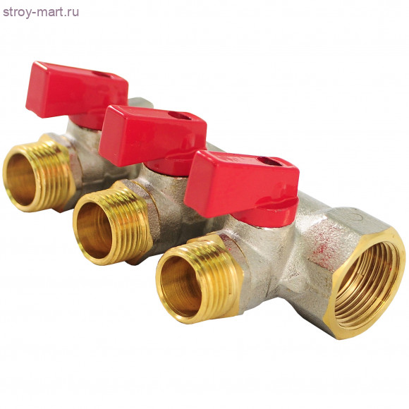 Коллектор латунь никель Ду 3/4х1/2 НР на 4 выхода Faro STC 5750 - 4606034008379 Коллектор латунь никель Ду 3/4х1/2 НР на 4 выхода Faro STC 5750 - 4606034008379