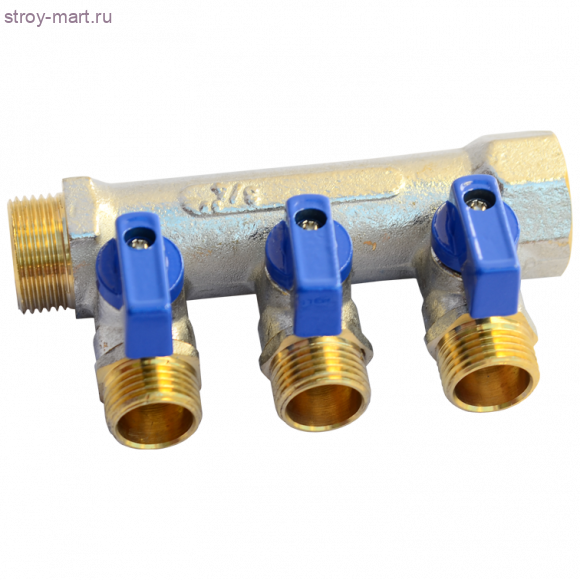 Коллектор латунь никель Ду 3/4х1/2 НР на 4 выхода Faro STC 5750 - 4606034008379 Коллектор латунь никель Ду 3/4х1/2 НР на 4 выхода Faro STC 5750 - 4606034008379