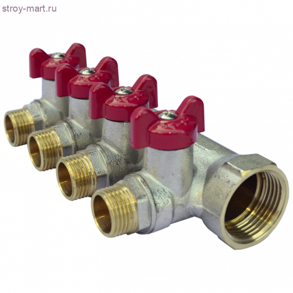 Коллектор латунь никель Ду 3/4х1/2 НР на 4 выхода Faro STC 5750 - 4606034008379 Коллектор латунь никель Ду 3/4х1/2 НР на 4 выхода Faro STC 5750 - 4606034008379