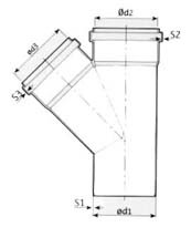 Тройник PP-H серый Дн 125x110x45° б/нап в комплекте Ostendorf 116210