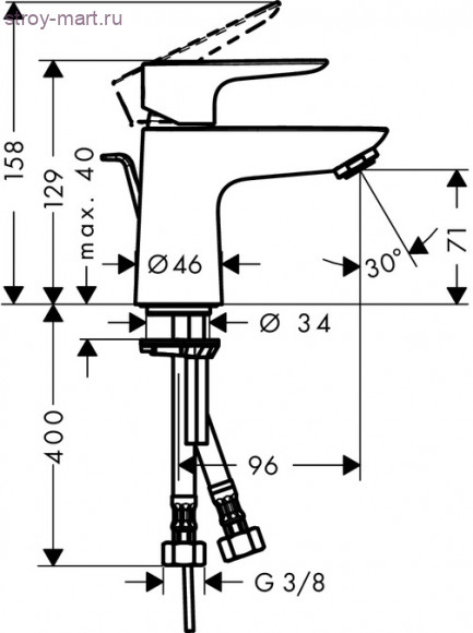 Смеситель для раковины 80, однорычажный, со сливным гарнитуром Talis E 71700000