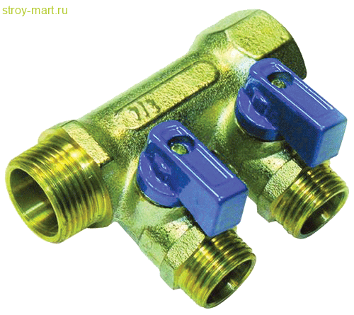 Коллектор латунь никель Ду 1х1/2 НР на 2 выхода Faro STC 5752 - 4606034008386 Коллектор латунь никель Ду 1х1/2 НР на 2 выхода Faro STC 5752 - 4606034008386