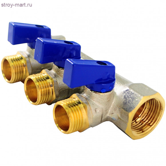 Коллектор латунь никель Ду 1х1/2 НР на 2 выхода Faro STC 5752 - 4606034008386 Коллектор латунь никель Ду 1х1/2 НР на 2 выхода Faro STC 5752 - 4606034008386