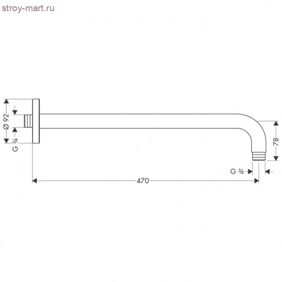 Держатель душа 470 мм, 3/4’  27410000