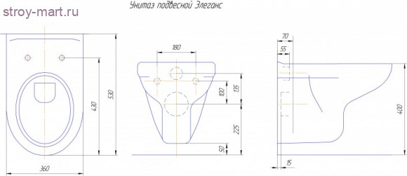 Унитаз Элеганс белый подвесной в комплекте сиденье дюропласт Кировская Керамика - 4606034157152 Унитаз Элеганс белый подвесной в комплекте сиденье дюропласт Кировская Керамика - 4606034157152