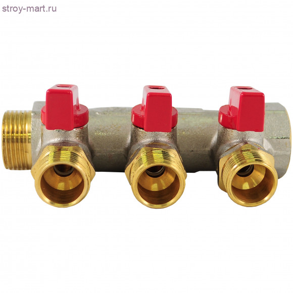 Коллектор латунь никель синий Ду 3/4х1/2 НР с шаровыми кранами на 3 выхода Faro STC 5768 - 4606034008638 Коллектор латунь никель синий Ду 3/4х1/2 НР с шаровыми кранами на 3 выхода Faro STC 5768 - 4606034008638