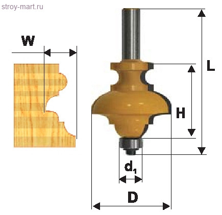 Фреза кромочная калевочная, хв-8мм, ф18.7х32\9.5мм, R-3мм,подшипник ф9.5мм - D-11302