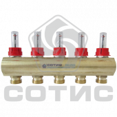 Коллекторы распределительные латунные серии СОТИС КМ50-2500 с межосевым расстоянием 50мм и расходомерами - КМ50-2510-20 НР Коллекторы распределительные латунные серии СОТИС КМ50-2500 с межосевым расстоянием 50мм и расходомерами - КМ50-2510-20 НР