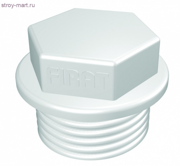Пробка с резьбой полипропиленовая - белая напорная резьбовая PP-R 1/2'