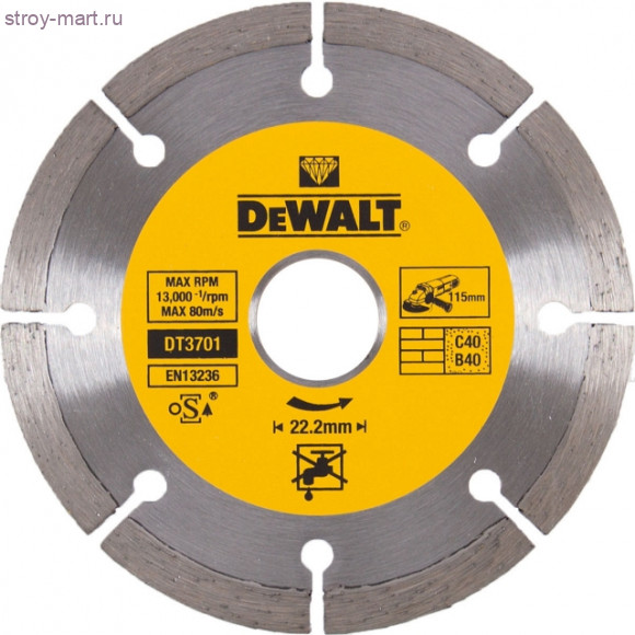 Диск алмазный сегментный,ф115х22.2х1.75мм,д\сухого реза стр мат - DT 3701 Диск алмазный сегментный,ф115х22.2х1.75мм,д\сухого реза стр мат - DT 3701