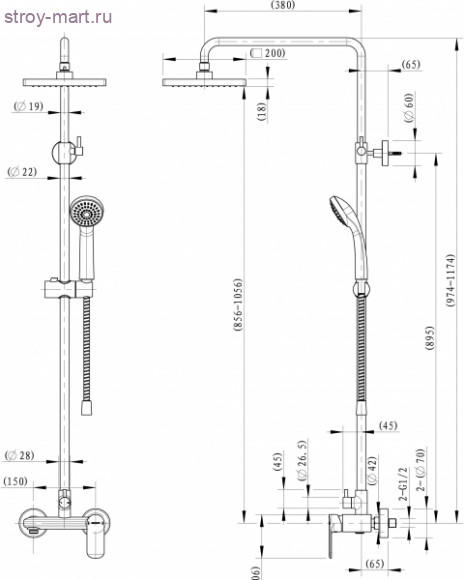 Душевая колонна со смесителем для душа - F9125183CP-A