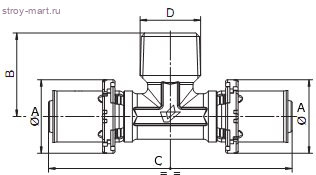 Тройник МП латунь Дн 20х3/4х20 НР пресс Comap 713251651 - 027-3563 Тройник МП латунь Дн 20х3/4х20 НР пресс Comap 713251651 - 027-3563