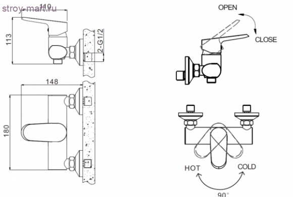 Cмеситель для ванной комнаты для душа - F9105161C-01 Cмеситель для ванной комнаты для душа - F9105161C-01