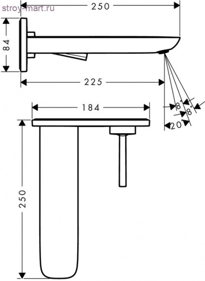 Смеситель для раковины, однорычажный, СМ, излив 225 мм PuraVida 15085400 Смеситель для раковины, однорычажный, СМ, излив 225 мм PuraVida 15085400