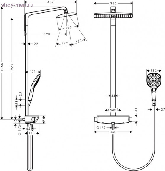 Raindance Select E 360 Showerpipe, ?’ Raindance Select 27112000 Raindance Select E 360 Showerpipe, ?’ Raindance Select 27112000