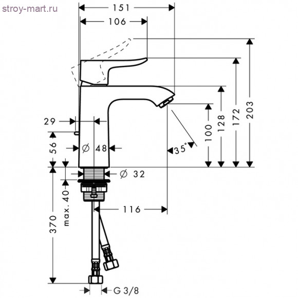 Смеситель для раковины 110, однорычажный, со сливным гарнитуром Metris 31080000 Смеситель для раковины 110, однорычажный, со сливным гарнитуром Metris 31080000