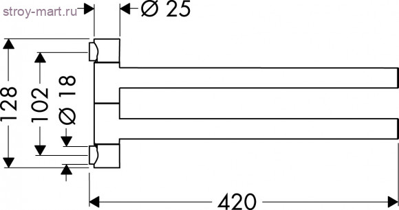 Полотенцедержатель двухрожковый Axor Starck 40820000 Полотенцедержатель двухрожковый Axor Starck 40820000