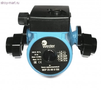 Насос циркуляционный WCP 25-60G 130 мм с гайкой Wester - 015-3264