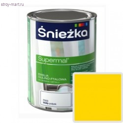 Эмаль универсальная «Supermal» желтая, масляно-фталевая 0,8 л. (8 шт/уп.) «Sniezka» / Польша - С-000094199 Эмаль универсальная «Supermal» желтая, масляно-фталевая 0,8 л. (8 шт/уп.) «Sniezka» / Польша - С-000094199