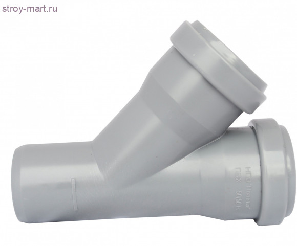 Тройник НПВХ серый Дн 110х110х45° б/нап в комплекте ТУ 6-49-33-92 - 027-1726